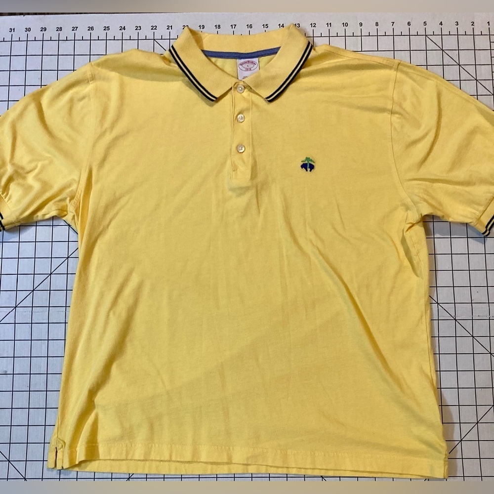 Brooks Brothers Men’s Size Large Yellow/Blue Polo Shirt - Picture 3 of 7